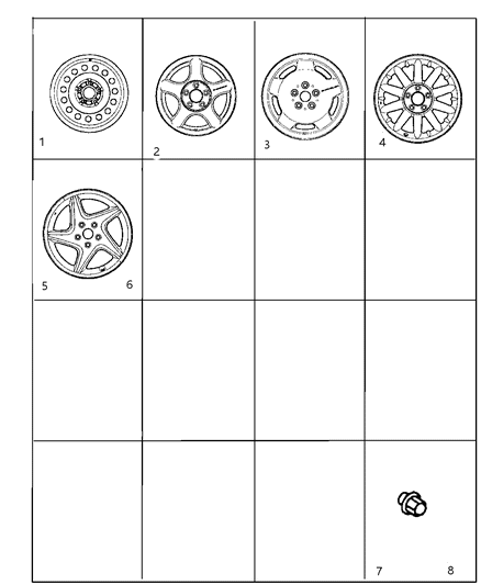 1998 Chrysler Sebring Coupe Wheels & Hardware Diagram 2