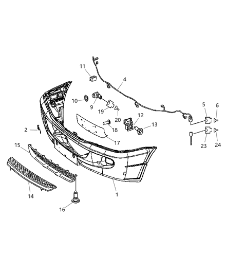 2007 Dodge Sprinter 2500 Front Bumper Cover Diagram for 1VB09P01AA