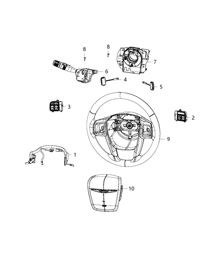 2018 Dodge Grand Caravan Switches, Steering Wheel Diagram