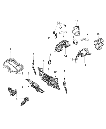 2018 Chrysler Pacifica SILENCER-Dash Panel Diagram for 68225648AE