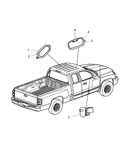 2005 Dodge Dakota Lamps - Dome-Courtesy-Reading Diagram