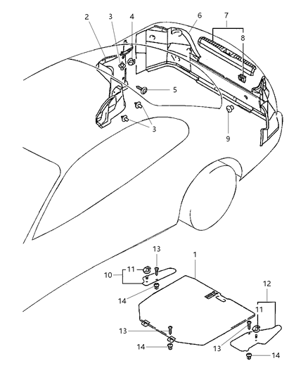 1998 Chrysler Sebring Cargo Area Trim Diagram