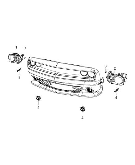 2018 Dodge Challenger Headlamp Left Diagram for 68338883AC