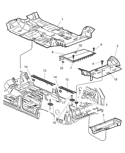 2000 Dodge Durango Carpet & Scuff Plates Diagram