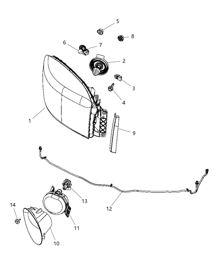 2009 Dodge Ram 3500 Lamps, Front Diagram