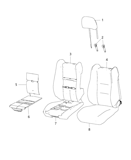 2018 Jeep Grand Cherokee Front Seat Back Cover Diagram for 6RL68LA3AA