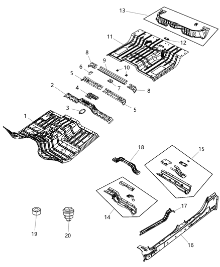 2017 Ram 3500 Pan-Front Floor Diagram for 68036568AD