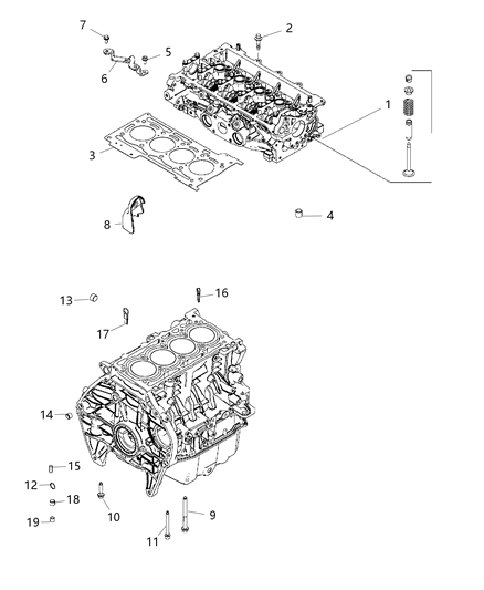 2020 Jeep Renegade Engine Cylinder Block & Hardware Diagram 1
