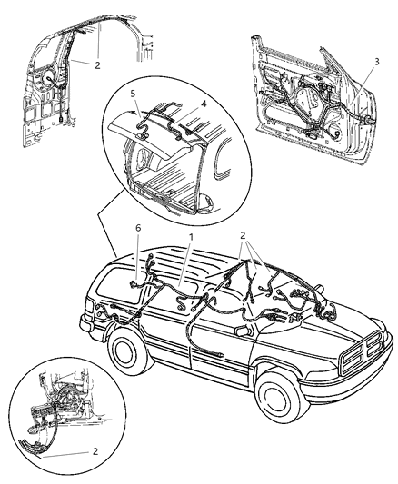 1999 Dodge Durango Wiring-Front Door Diagram for 56021190AG