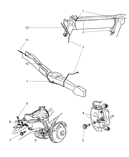 2003 Dodge Ram Van Brake Lines, Front Diagram