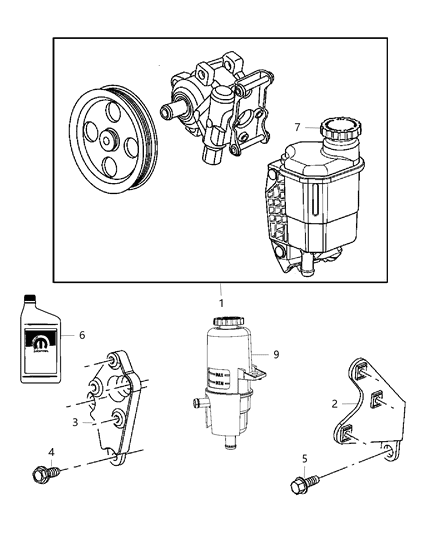 2014 Ram 3500 Power Steering Pump & Reservoir Diagram