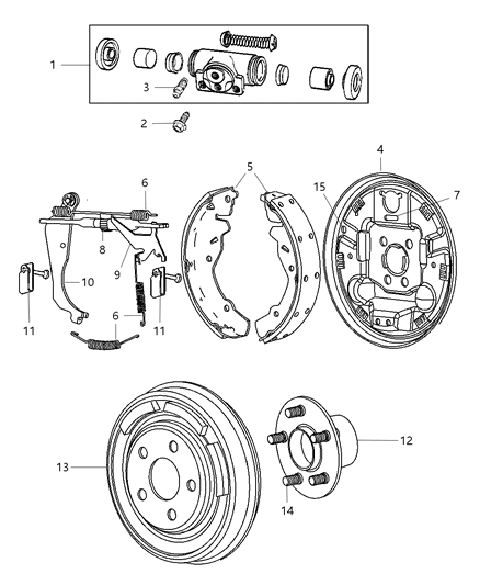 2008 Jeep Compass Brakes, Rear, Drum Diagram