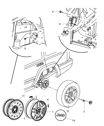 2008 Jeep Commander Wheel Center Cap Diagram for 5HT59PAKAB