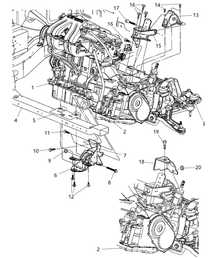 2007 Dodge Grand Caravan Bracket-Engine Mount Diagram for 4861574AD