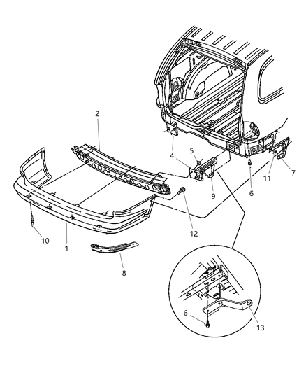 1998 Dodge Caravan Fascia, Rear Diagram