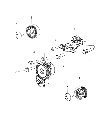 2016 Ram 1500 Bracket-TENSIONER Support Diagram for 68229586AA