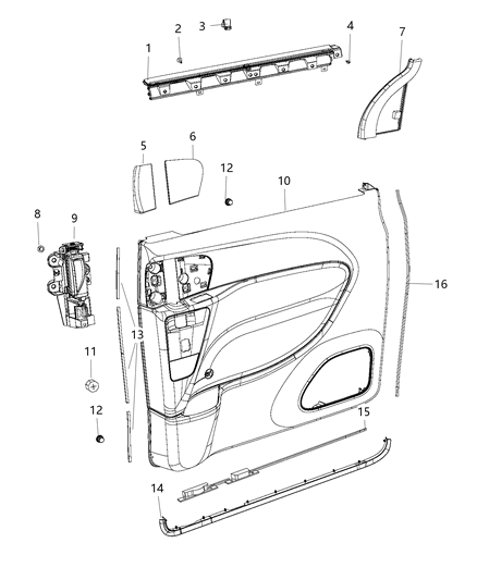 2017 Chrysler Pacifica Cover-Release Handle Bezel Diagram for 5XR78DX9AA
