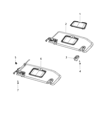 2021 Jeep Gladiator Visors And Attaching Parts Diagram