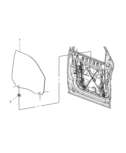 2020 Ram 3500 Cab Chassis(<10K lb.) Glass, Front Door Diagram 2