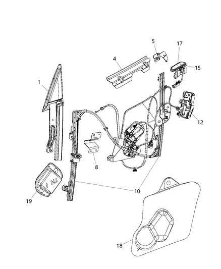 2016 Dodge Viper Front Door, Hardware Components Diagram