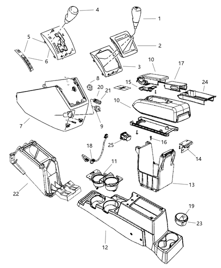 2007 Dodge Caliber Slide-Console Diagram for 1FA161DAAA