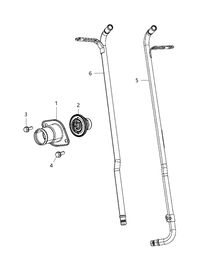 2010 Jeep Grand Cherokee Thermostat & Related Parts Diagram 2