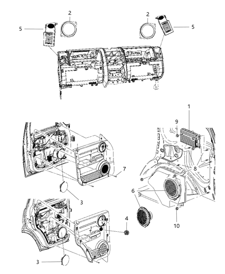 2010 Dodge Nitro Speakers & Amplifier Diagram