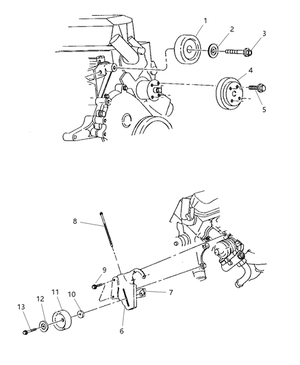 2002 Dodge Dakota Drive Pulleys Diagram 1