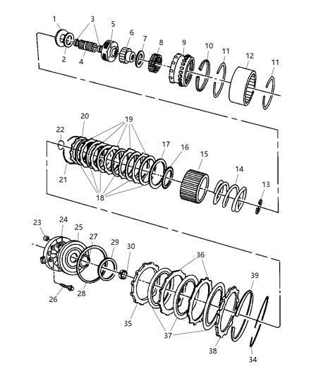 1999 Dodge Ram 2500 Clutch, Overdrive And Gear Train Diagram