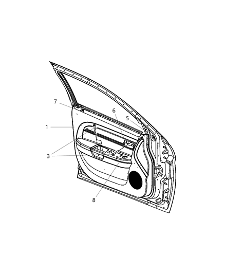 2007 Chrysler Sebring Panel-Front Door Trim Diagram for 1GH661T1AA