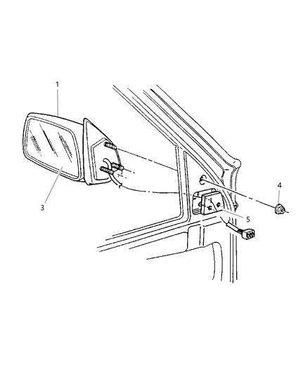 1997 Jeep Grand Cherokee Mirrors, Exterior Diagram