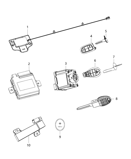 2015 Ram 3500 Receiver Modules, Keys & Key Fob Diagram