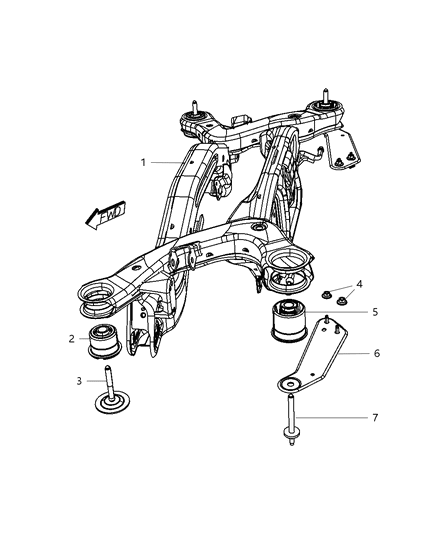 2014 Dodge Avenger Crossmember, Rear Suspension Diagram