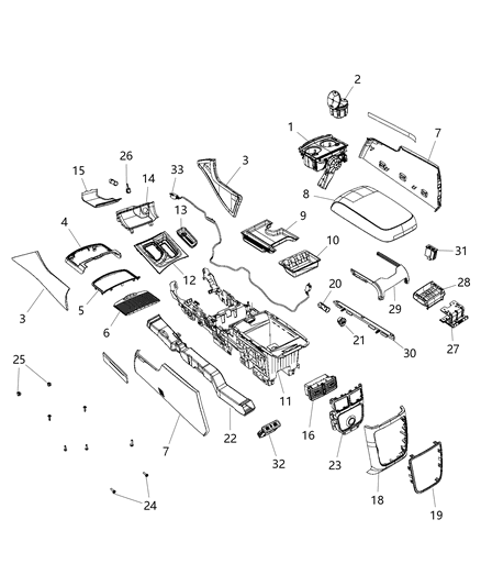 2016 Dodge Charger Floor Console Front Diagram 1