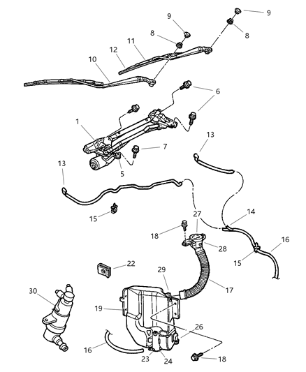 1998 Dodge Intrepid Windshield Wiper & Washer System Diagram