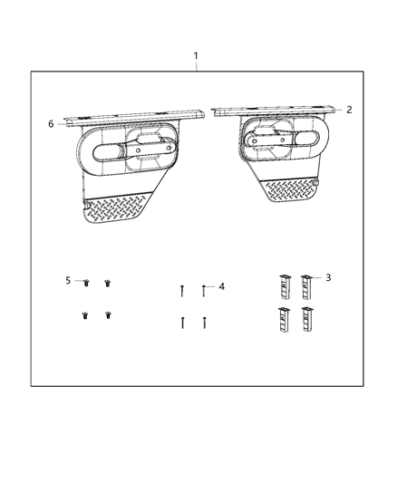 2017 Jeep Wrangler Door Kit, Rear Trim Diagram