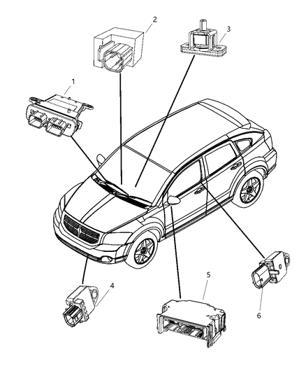 2007 Dodge Caliber Air Bag Modules & Sensors Diagram