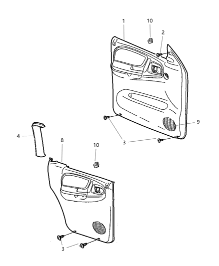 1999 Dodge Durango Panel Rear Door Diagram for SB251AZAA