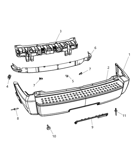 2009 Dodge Nitro Rear Bumper Cover Diagram for 1FU38CD7AA