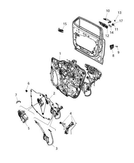 2018 Jeep Renegade Front Door Latch Diagram for 68375002AA