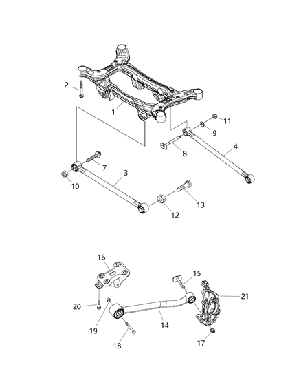 2015 Jeep Renegade XMEMBER-Rear Suspension Diagram for 68272927AA