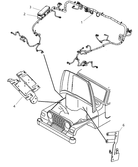 2005 Jeep Wrangler Wiring - Headlamp & Dash Panel Diagram