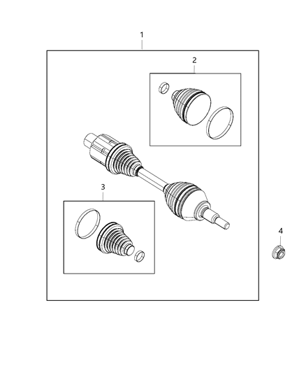 2016 Ram 1500 Boot Pkg-Half Shaft Diagram for 68090631AA