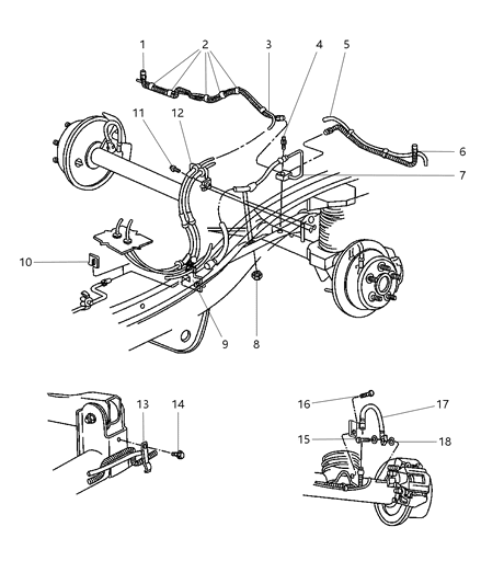 1998 Jeep Grand Cherokee Brake Lines & Hoses, Rear Diagram