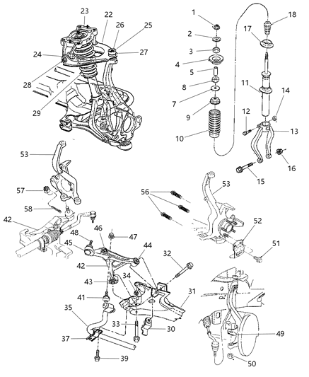 2000 Chrysler Cirrus Suspension - Front Diagram