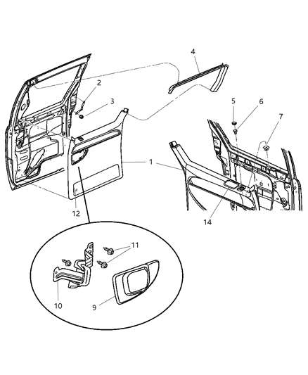 2004 Chrysler Town & Country Door Panel - Rear Sliding Diagram