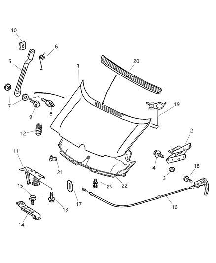 2004 Dodge Sprinter 3500 Hood & Hood Release Diagram