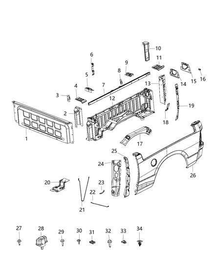 2019 Ram 3500 REINFMNT-D Pillar Diagram for 68377177AA