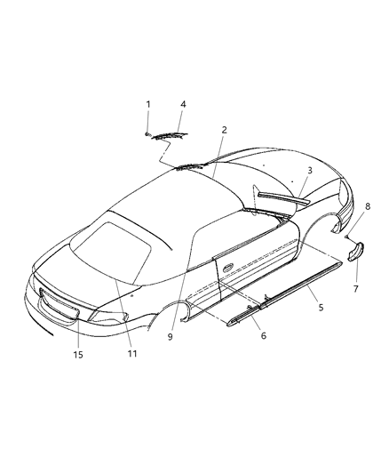 2003 Chrysler Sebring Molding-Quarter Outside Diagram for WZ19SW1AA