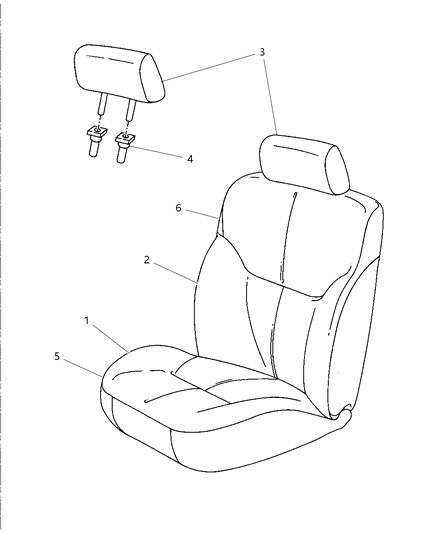 2001 Dodge Stratus Front Seat Cushion Diagram for UN191L5AA